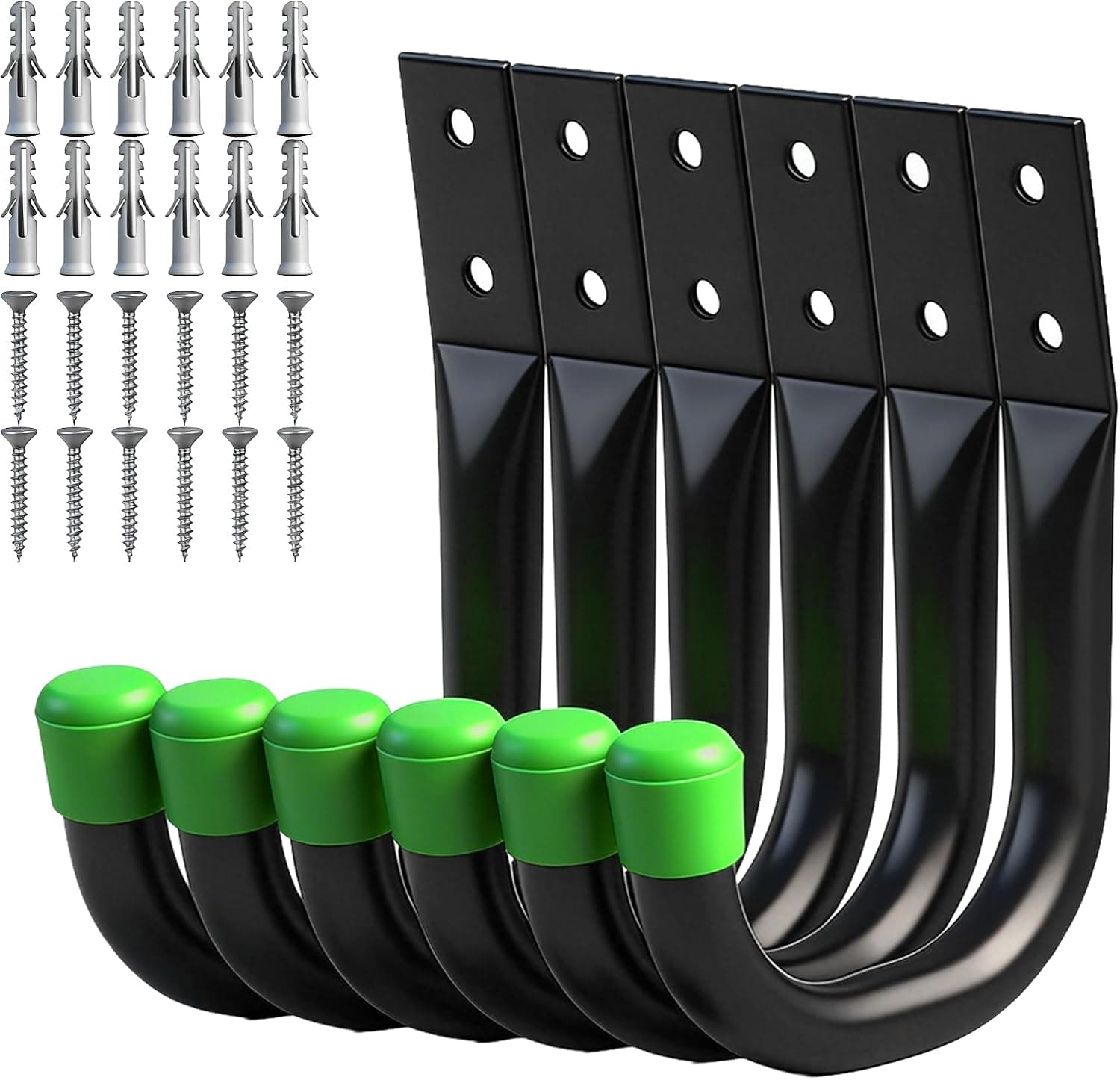 SWANLAKE Heavy Duty Garage Storage Utility Hooks, Utility Hooks for Garage Wall, Color Black (6PCS)