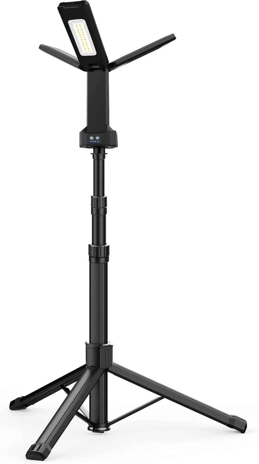 Rechargeable LED Work Light with Stand, Aluminum 67 Portable Cordless, 8AH Battery, 500/1500/2500 Lumen, 4000/6500K