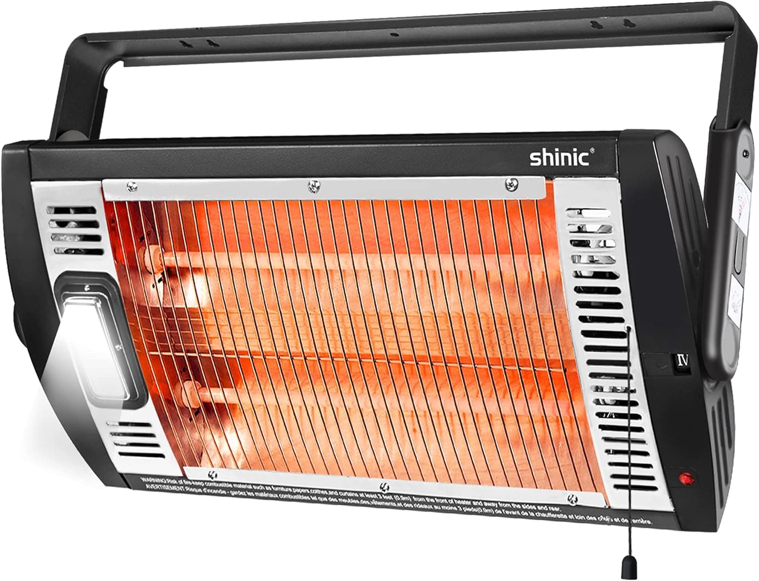 Electric Garage Heaters for Indoor Use, 1500W/750W Ceiling Mounted Radiant Quartz Heater with Work Light