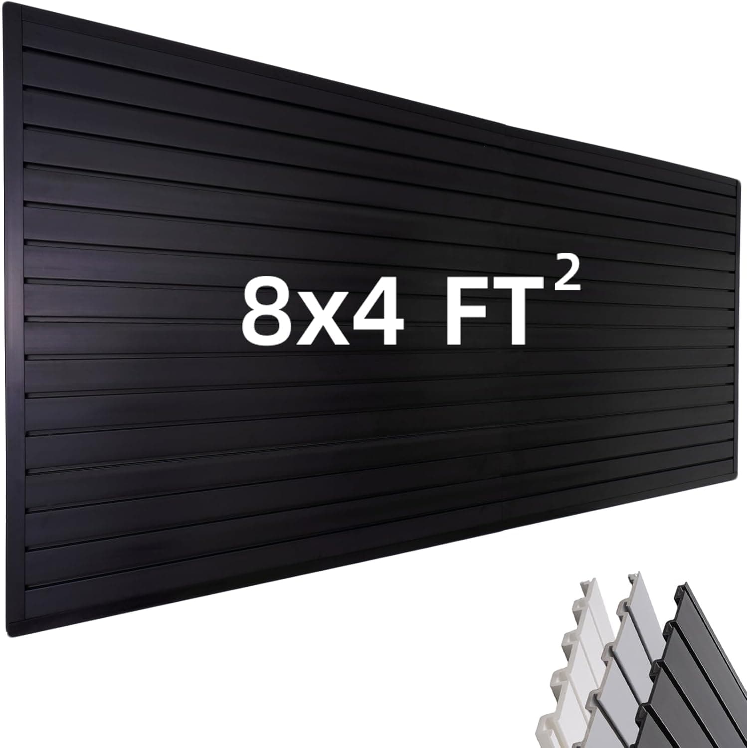 FRAYSCENT Slat Wall Paneling Garage Organizer, PVC Slatwall Panels, Black, 8ft x 4ft