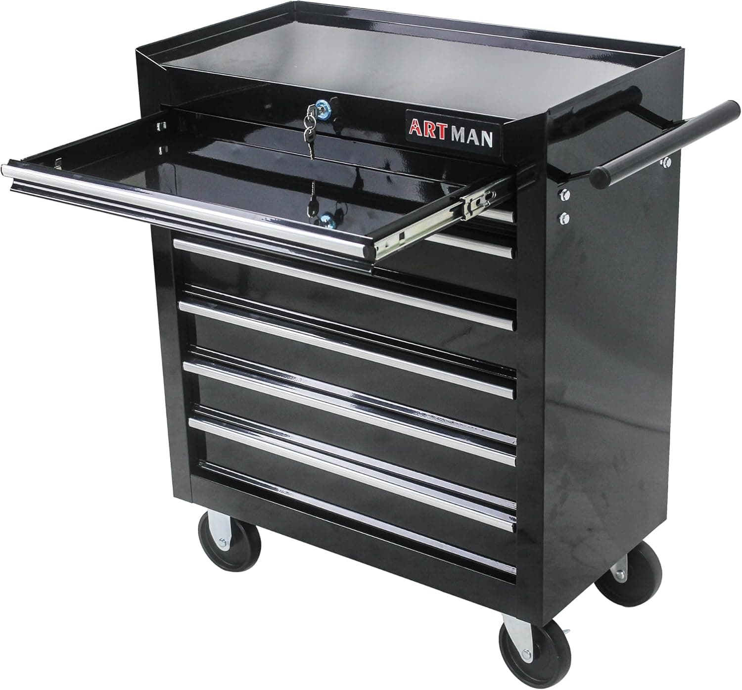 7-Drawer Rolling Tool Cart, Tool Box on Wheels, Lockable Tool Storage Organizer, Tool Chest Cabinet