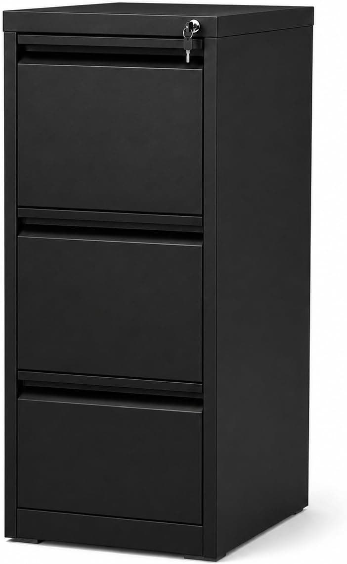 Rolling Tool Cabinet with 3 Drawers and Lock, Heavy Duty Steel Tool Chest on Wheels, Ball Bearing Slides